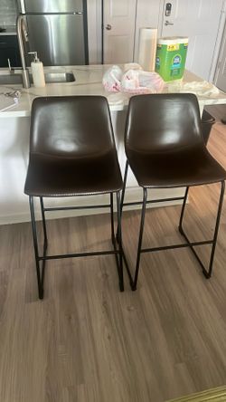 2 Quality Leather Bar Chairs