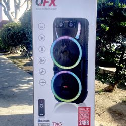 QFX Dual 15" Bluetooth rechargeable speaker with Two wireless Microphones  and LED lights 🎶🎶