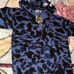Bape Hoodie Blue Camo 