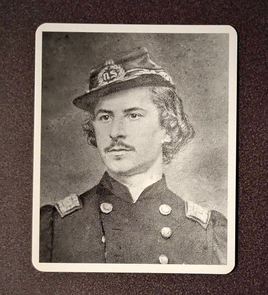 Civil War Union Elmer Ephraim Ellsworth U.S. Zouave Cadets Clerk Law Student Glossy Knowledge Card Vintage Collectible Black White Photo