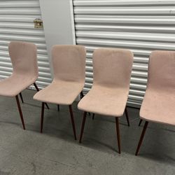 SET OF 4 MODERN PINK CHAIRS