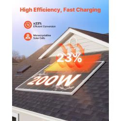 97]200W Monocrystalline Solar Panel, 23% High-Efficiency Mono PV Module with Stable MC4 Output & Aluminum Frame, IP65 Waterproof Solar Panel for Car B