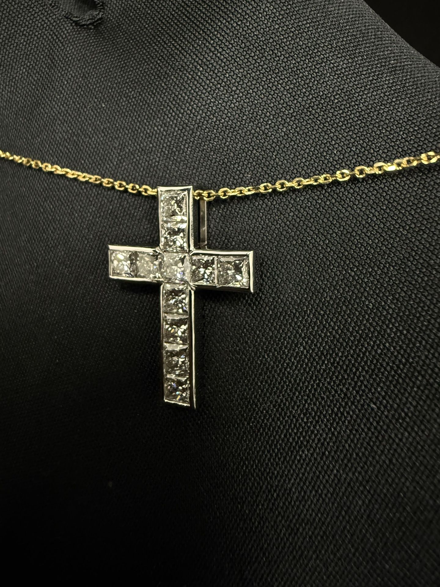 Diamond Cross In 14K White Gold
