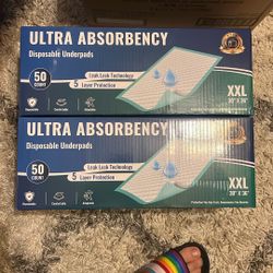 2 Cases of 50 count underpads 30 x 36 5 layer