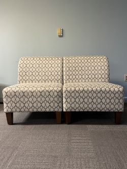 Armless Lounge Chairs (Set of 2) – Upholstered Seating with Geometric Pattern