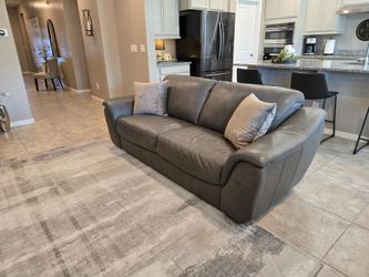 Leather Couch & Matching Ottoman Set