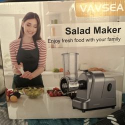 VAVSEA 5-in-1 Electric Cheese Grater, 400W Electric Cheese Shredder with 5 Stainless Blades, Salad Maker with One-Touch Control for Cheese, Vegetables