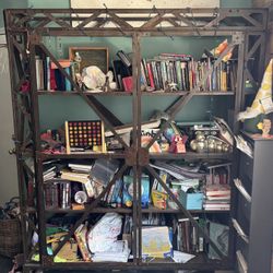 Rustic Iron Bookcase/shelving With doors 