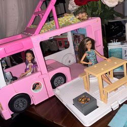 Barbie camper van with Barbie car