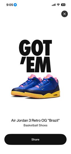 Air Jordan 3 Retro Brazil Racer Blue Men’s Size 14 (SKU: IV4871-400)