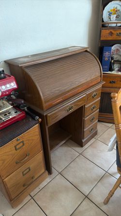 Vintage Oak Roll Top Desk