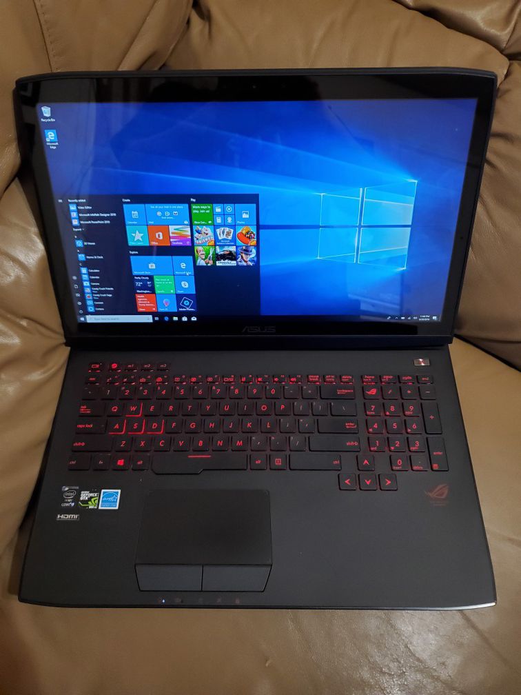 Asus Laptop Gamer ROG 17" Core I7 12gb ram 1tb 2gb video card touchscreen charger Office Win 10