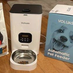 New In Box Voluas 4 Liter Capacity Dog Cat Automatic Pet Feeder Bowl With Timer 