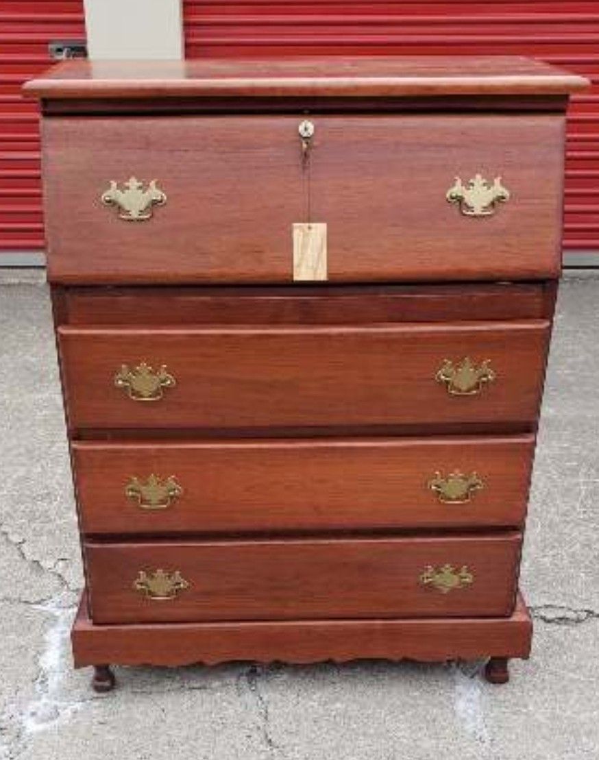Vintage Solid Wood Dresser with Secretary Top working Lock and Key Vintage Solid Wood Dresser with Secretary Top working Lock and Key