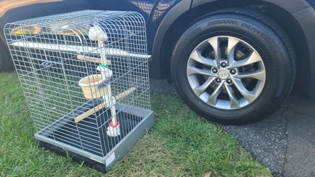 Metal Bird Cage And Accessories,  29H X 20 X 20