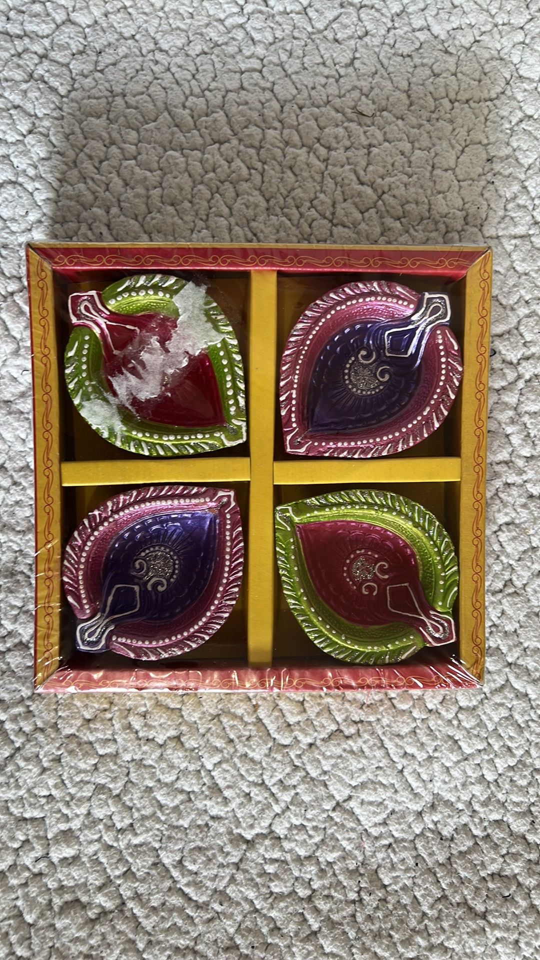 New Indotribe 4 Pack Diya Tradicional T- light Holder Diwali