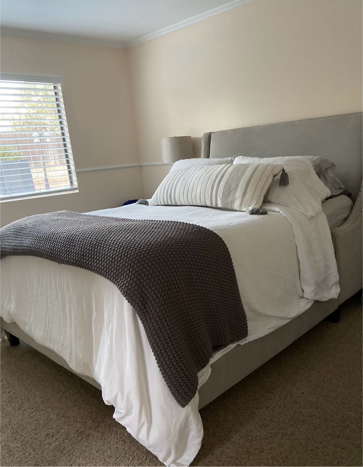 Queen Upholster Grey Bed Frame