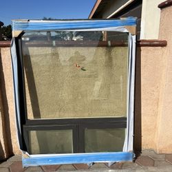 New White Frame Window Operable Bottom Panels Sliding Measure 47/1/2 Wide X59/1/2 High 