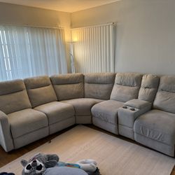 Recliner Sofa Set Color Grey Cloth