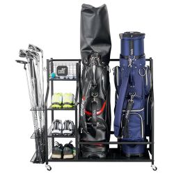 Mythinglogic Golf Storage Garage Organizer, Golf Bag Storage Stand and Other Golfing Equipment Rack, Extra Storage Rack for Golf Clubs