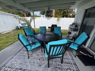 Patio set 6 chairs with gas fire pit