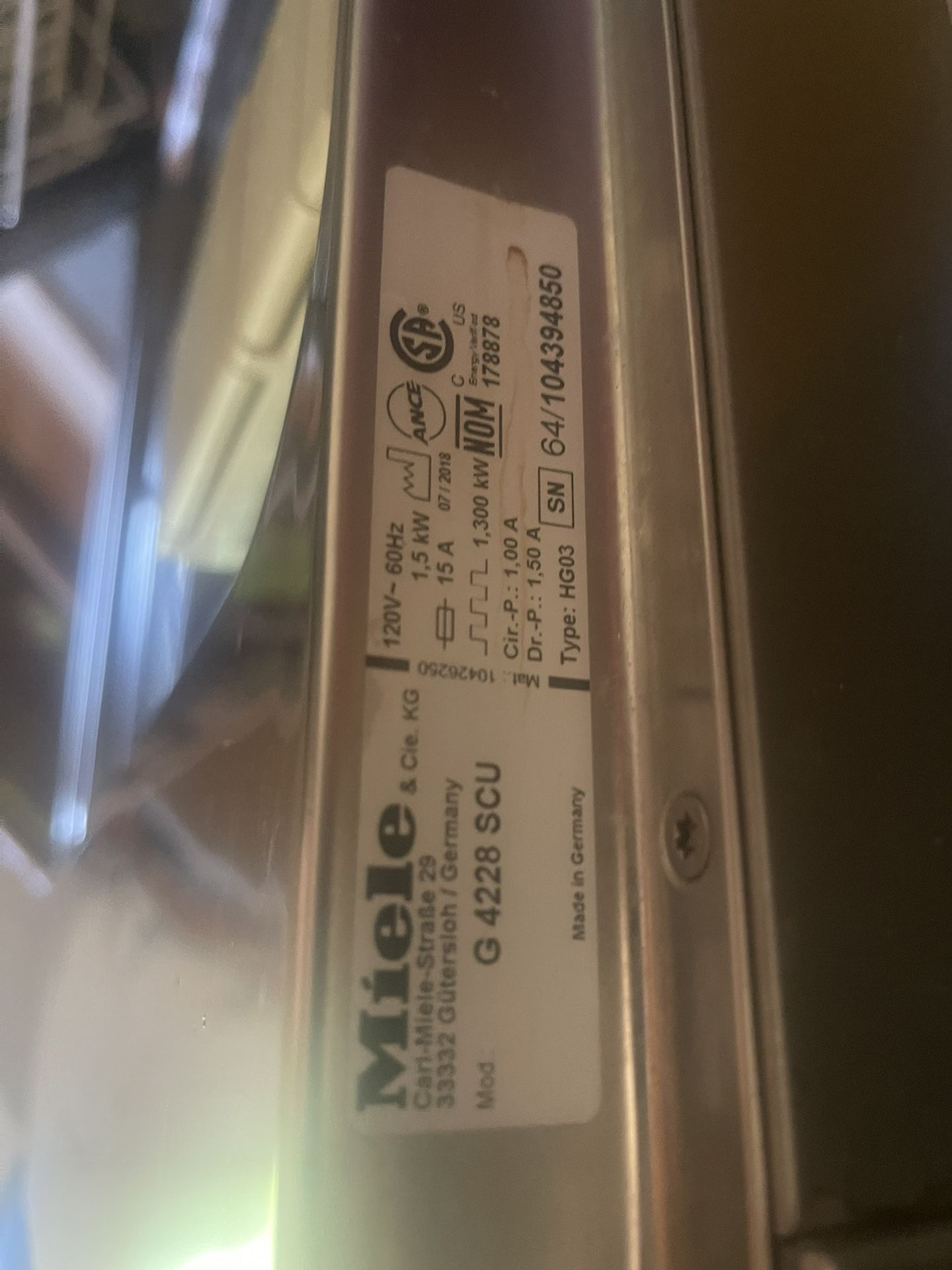 Miele Dishwasher 