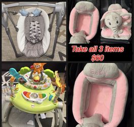 Baby Swing Baby Jumper Baby Pillow To Help Sit Up All Good Might Be Lil Dusty From Not Being Used $60 Take