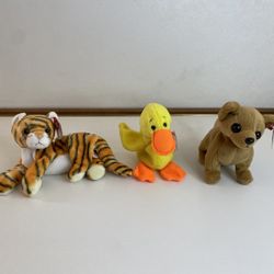 Set of 3 Ty Original Beanie Babies – India, Quackers & Tiny – Pre-Owned