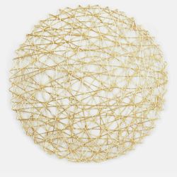 Set of 6 Gold Woven Paper Round Placemats NEW