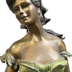 Life Size Lady with Grapes Bronze Statue Hip Moreau