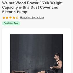 BATTIFE Water Rowing Machine with Bluetooth Monitor for Home Gyms Fitness Indoor Use, Solid Black Walnut Wood Rower 350lb Weight Capacity