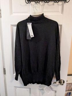 Black Mock Neck Knit Sweater with Tags