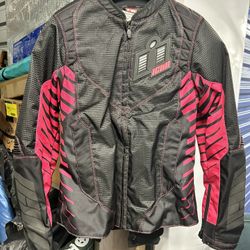 Icon Women's Wireform Armored Motorcycle Jacket - Pink/Black/Gray