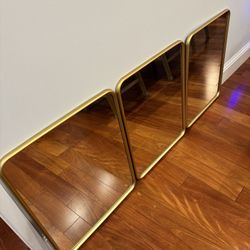 Set Of 3 Mirrors With Gold Trim