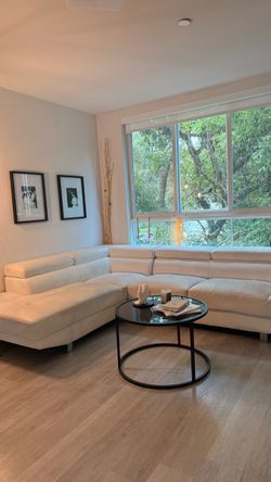 Modern white leather couch