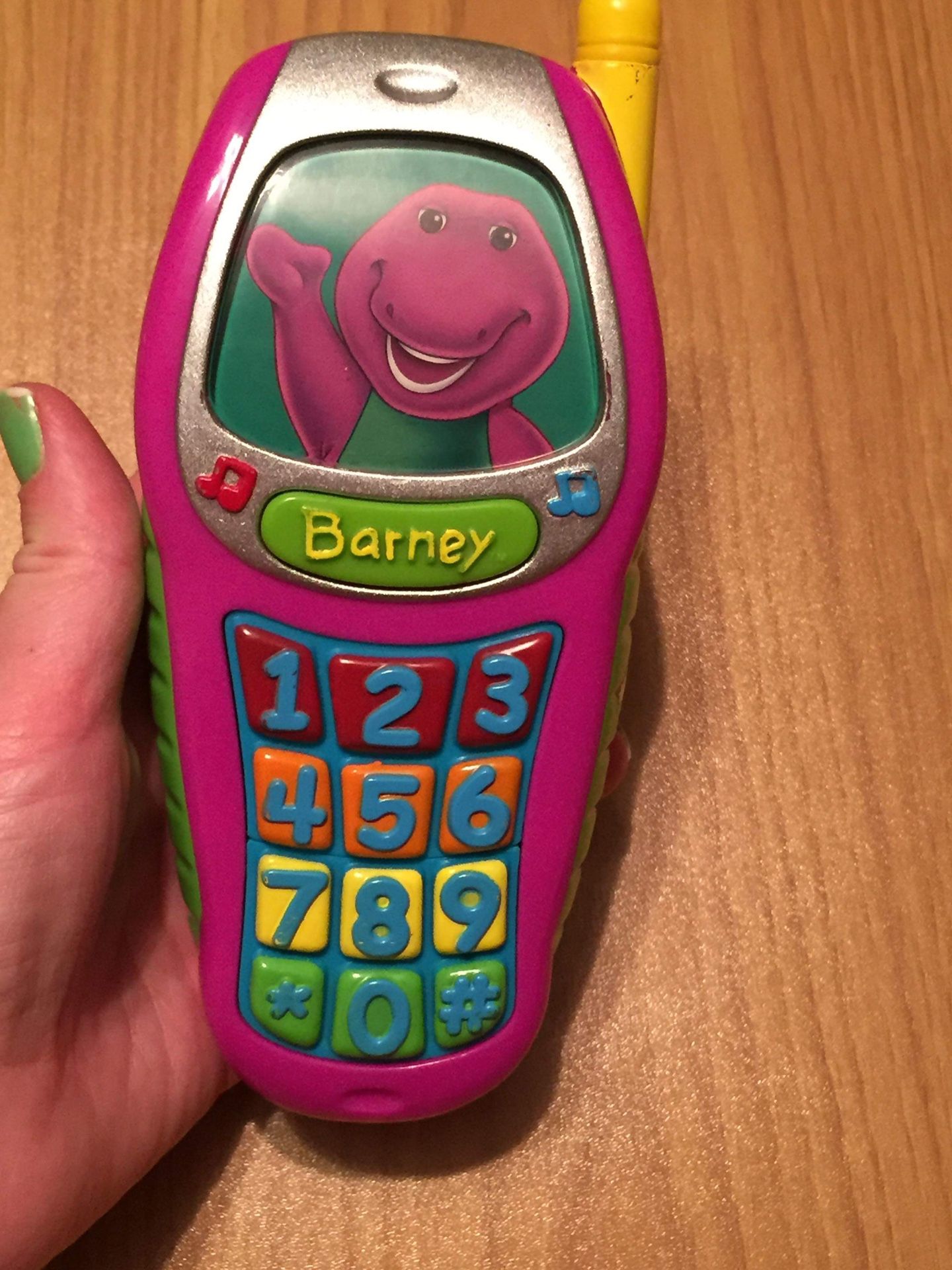 2017 Mattel BARNEY THE DINOSAUR Best Manners 7" Buttoned Play Phone Toy TESTED