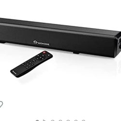 Wohome Small Sound Bars for TV, 50W 16-Inch Ultra Slim Mini Surround Soundbar Speakers System with Wireless Bluetooth 5.0 Optical AUX USB Connection, 