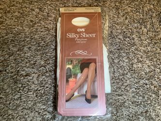 CVS silky sheer pantyhose with lycra, color ivory, size: Petite/Medium