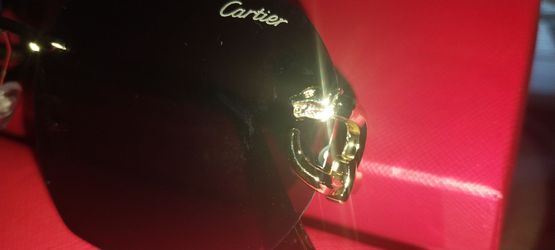 Cartier Black Glasses Gold Panther