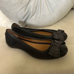Coach Ballet Flats Black Leather