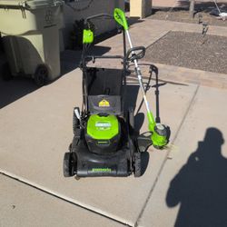 Electric Lawn Mower Corded and weed wacker Greenworks