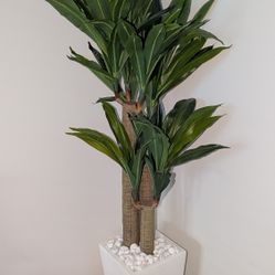 Nearly Natural 5ft. Cornstalk Dracaena Artificial Plant & Tower Planter