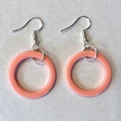 💗 Cute pink coral salmon pastel circle hoop earrings