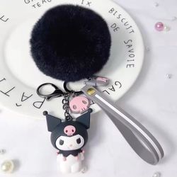 Kuromi Pom Pom Charm Key Chain 