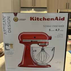 Kitchenaid Artisan Design 5qt Tilt Head Stand Mixer with glass bowl