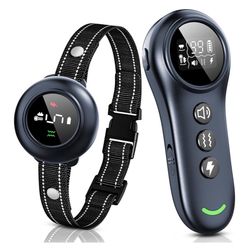 2-in-1 Dog Shock Collar & Dog Bark Collar - Smart Anti Barking Dog Training Collar with 5 Adjustable Sensitivity & 3300FT Remote for All Breeds IP67 W