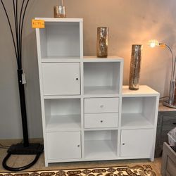 Display Bookshelf White Color Wooden