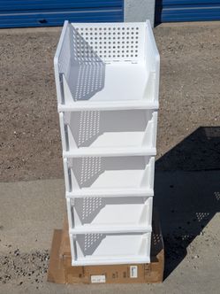 🧺 Set of 5 Stackable White Storage Baskets