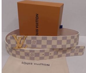 White checkered LV belt