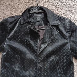Women's Forever 21 Black Faux Leather Jacket w/ Woven Texture
